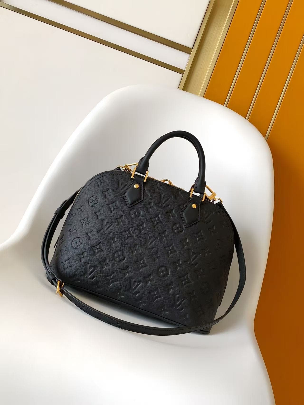 Louis Vuitton Alma PM Black Monogram Empreinte Leather M26489 High