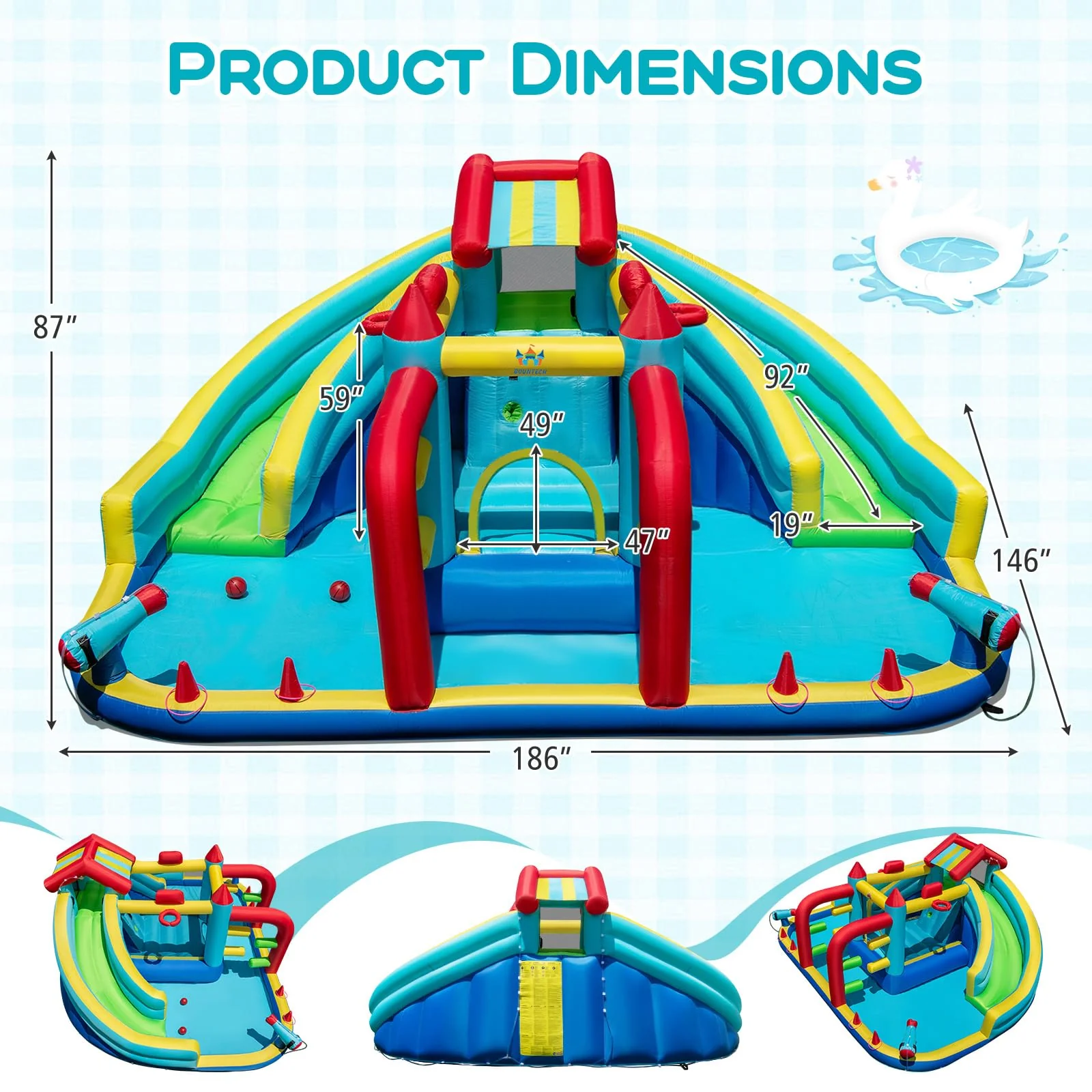 BOUNTECH Inflatable Water Slide with Bounce House Double Water Slide Park