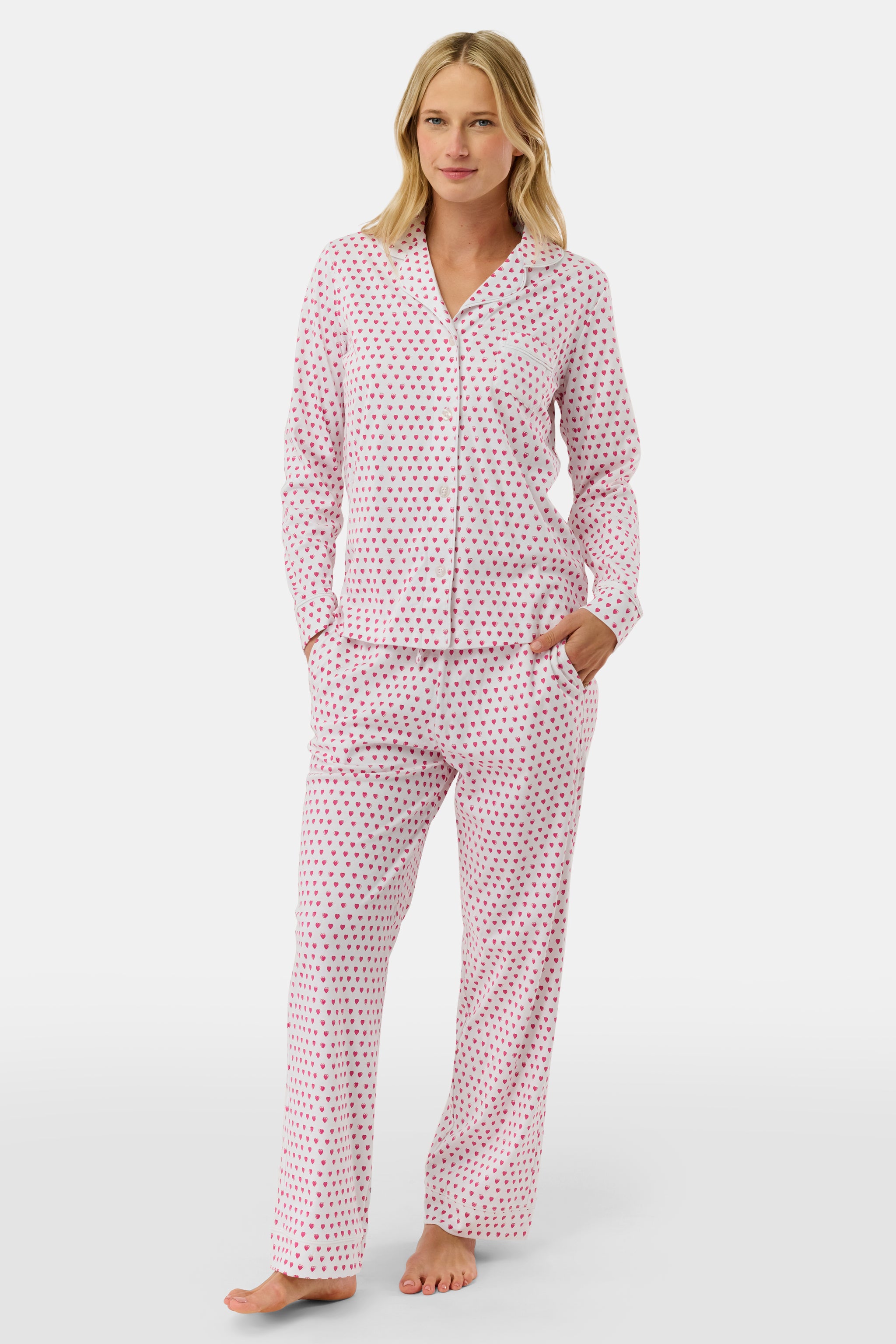 Hearts Long Sleeve Polo Pajamas