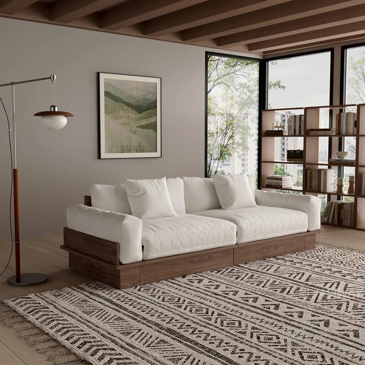 NÓVORA CASA extraíble extraíble Sofá cama con madera plataforma soporte| bajo perfil transformable sofá para Sala