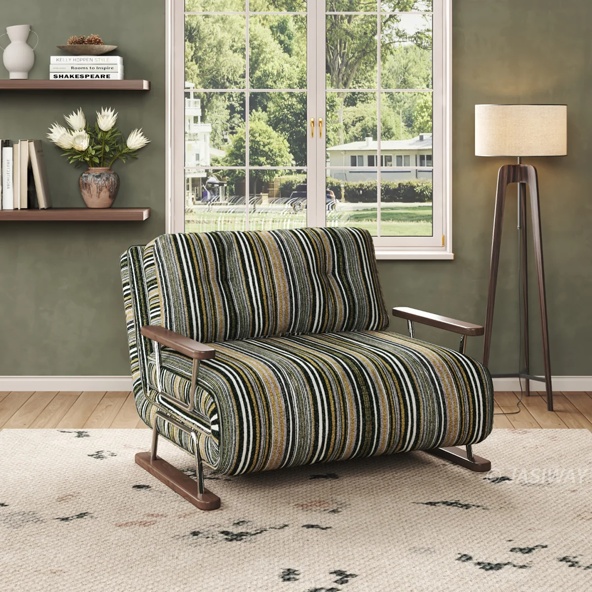 4-en-1 Vintage raya Bouclé cama sillón| Vintage alma