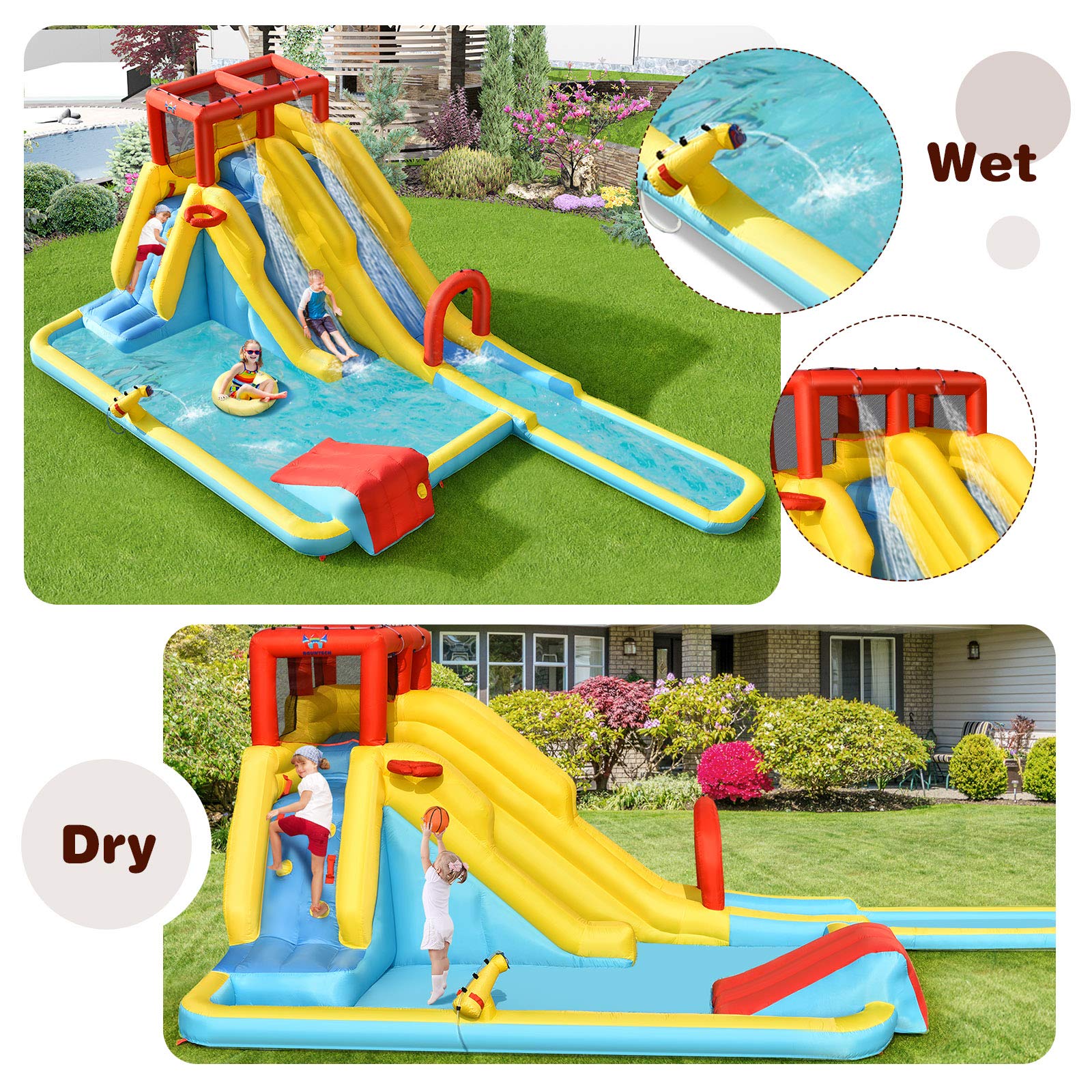 BOUNTECH Inflatable Water Slide, 20.5x11FT Mega Waterslide Park Dual Long Slides