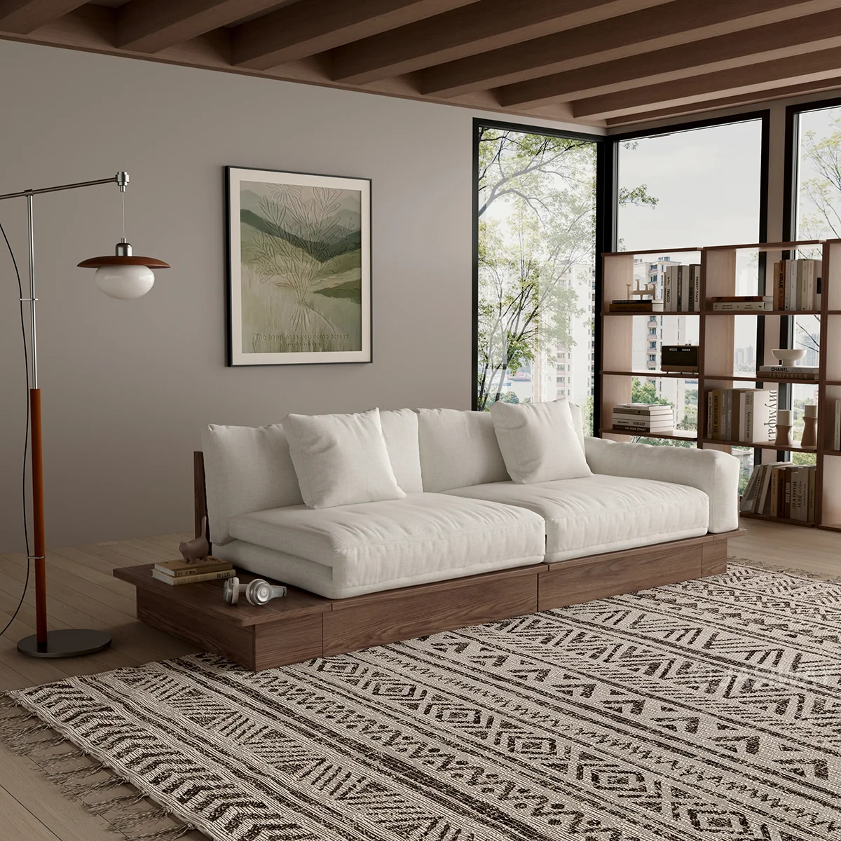 NÓVORA CASA extraíble extraíble Sofá cama con madera plataforma soporte| bajo perfil transformable sofá para Sala
