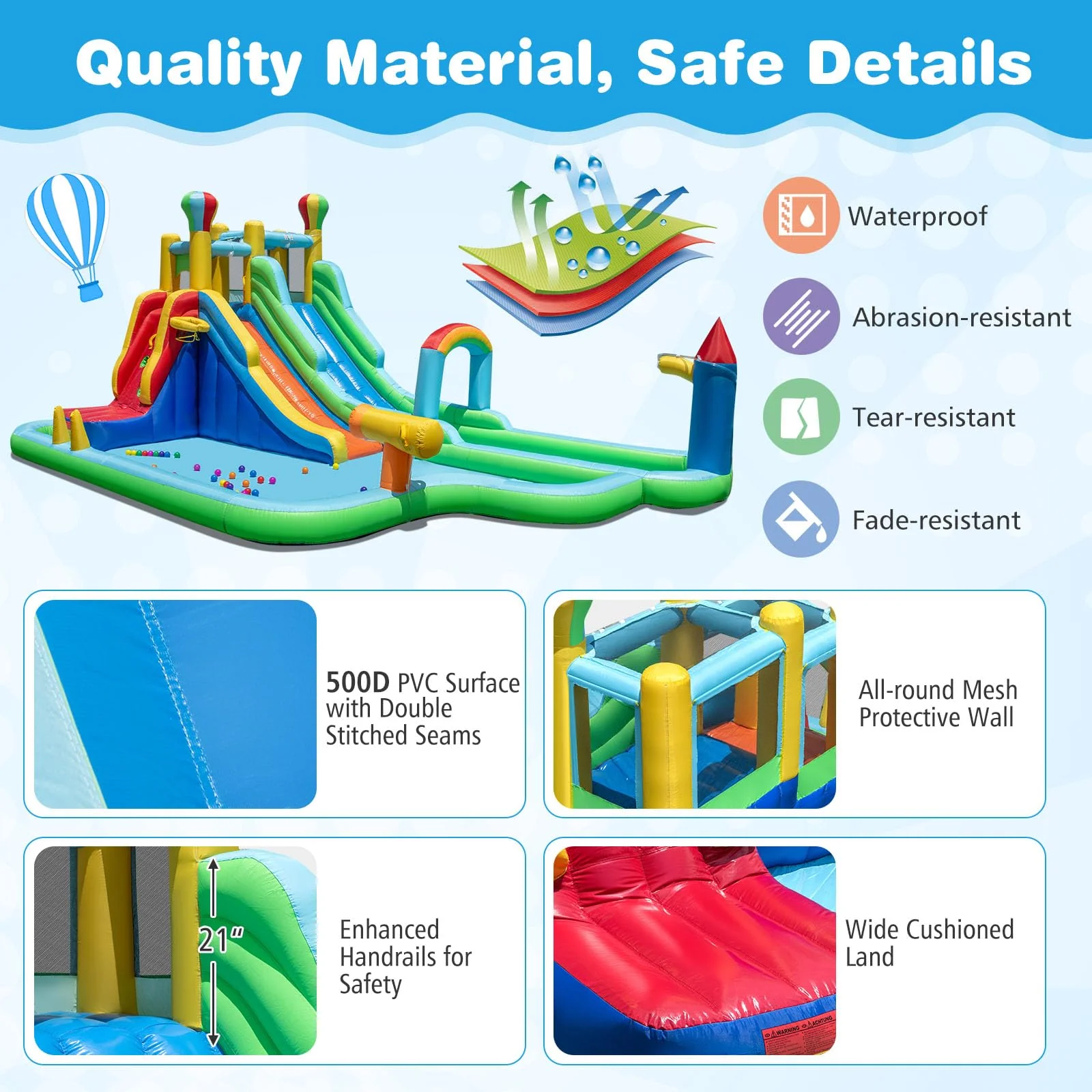 BOUNTECH Inflatable Water Slide Dual Slides Kids Water Slide Park Jump Bouncy Castle