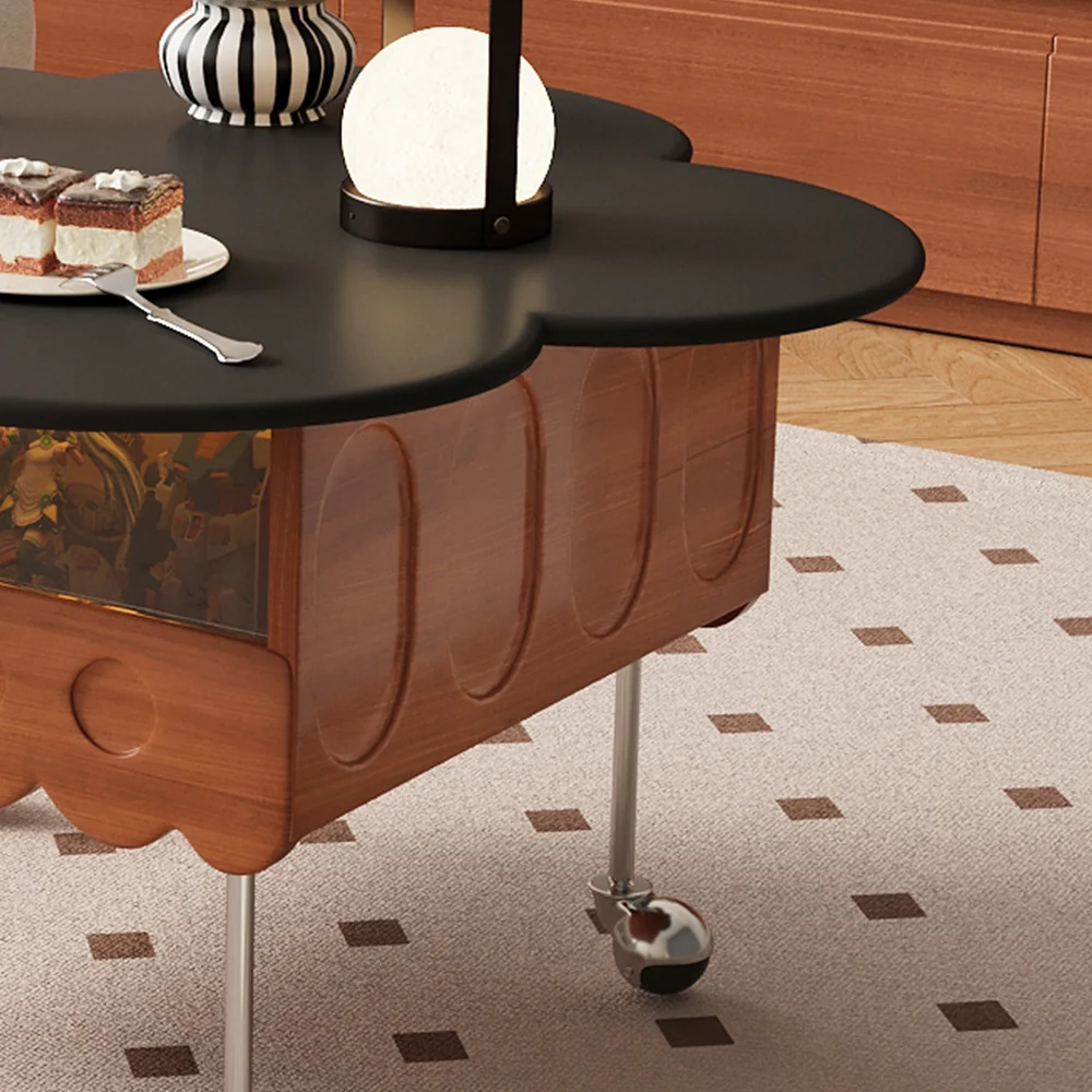 NÓVORA CASA retro Sala móvil Mesa de centro con Madera maciza Ajustable de pétalo diseño