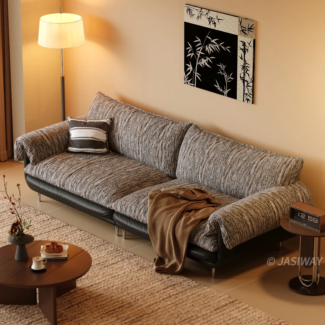 NÓVORA CASA profundo asiento Chenilla sofá con almohada superior brazos| 3-plazas Tapizado sofá con texturizado tela & bajo perfil estructura para Sala
