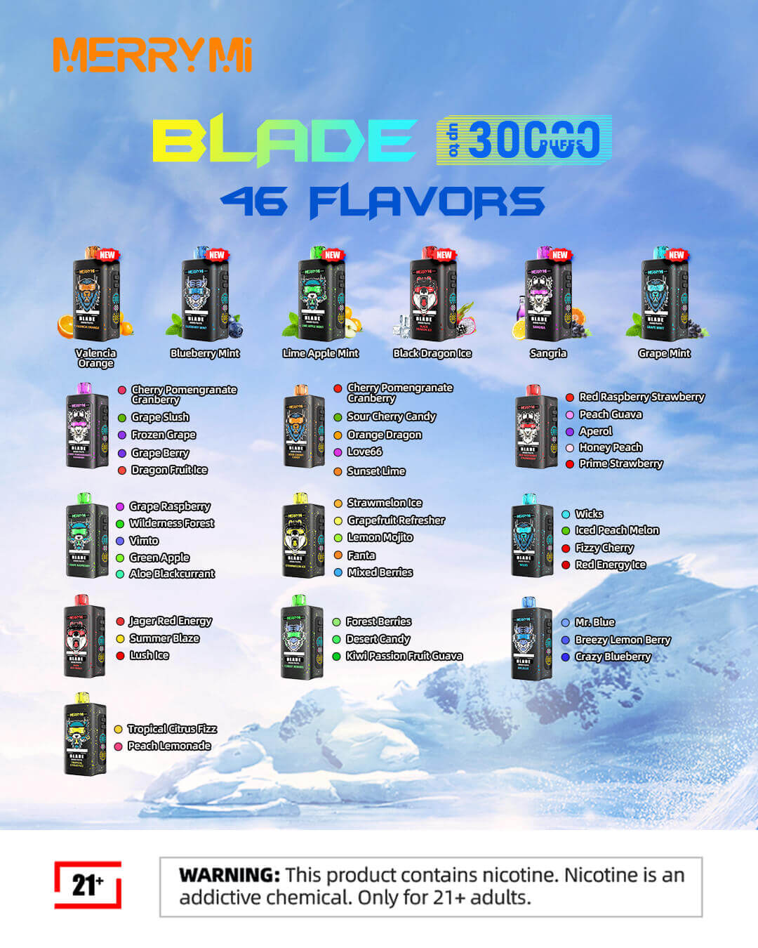 MerryMi Blade 30K wiederaufladbarer Einweg-Vape (alle Geschmacksrichtungen)