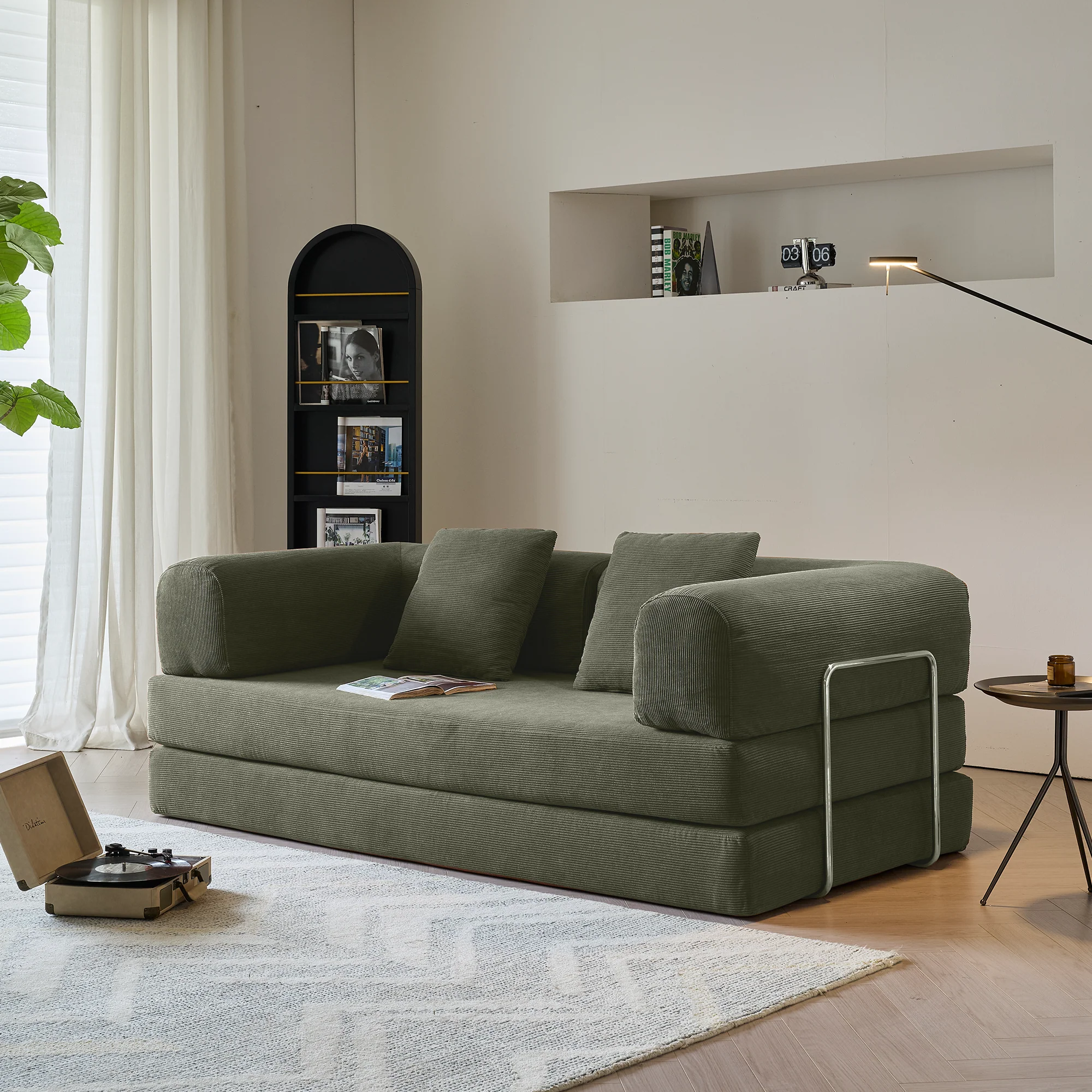 NÓVORA CASA 78.7'' comprimir Tapizado Sofá cama transformable con pana tela
