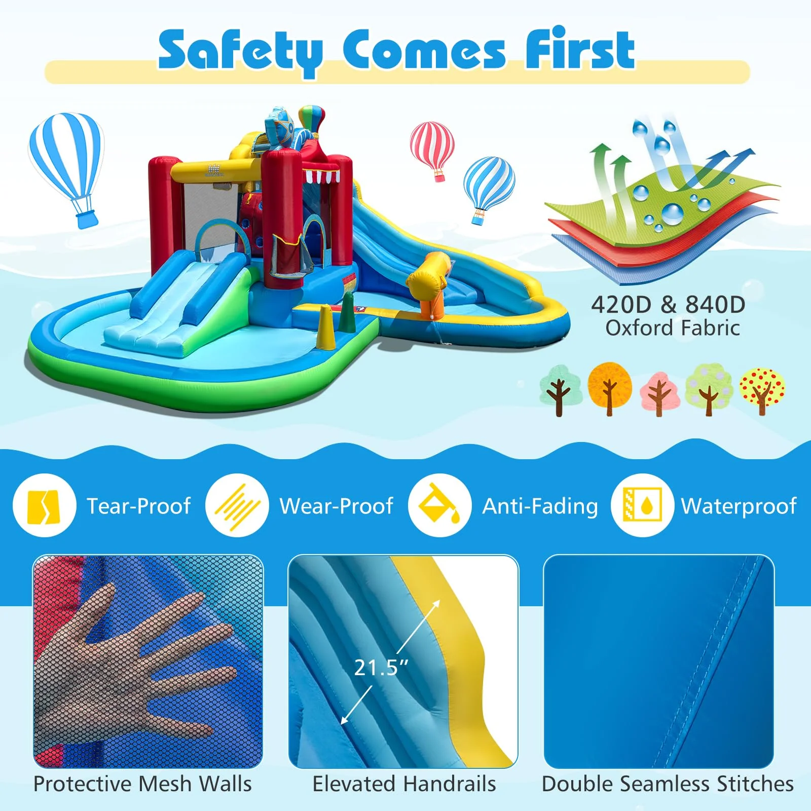 BOUNTECH Inflatable Water Slide with Bounce House 8-in-1 Amusement Park Water Park