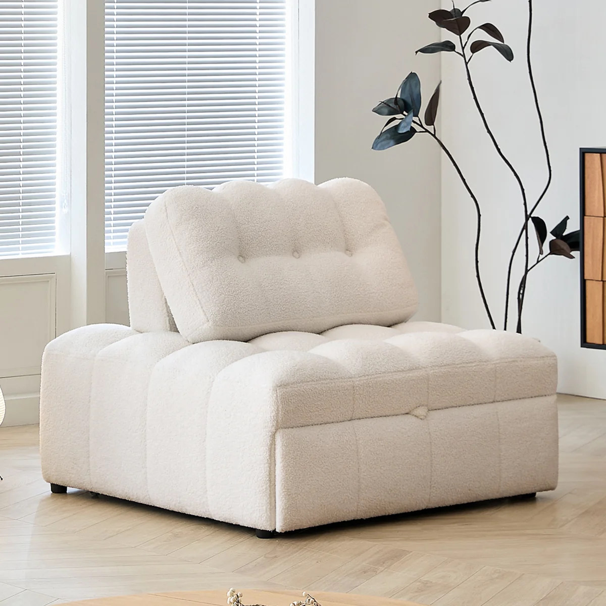 NÓVORA CASA peluche borrega descanso Sofá cama– Crema Blanco extraíble extraíble cama para pequeño espacios