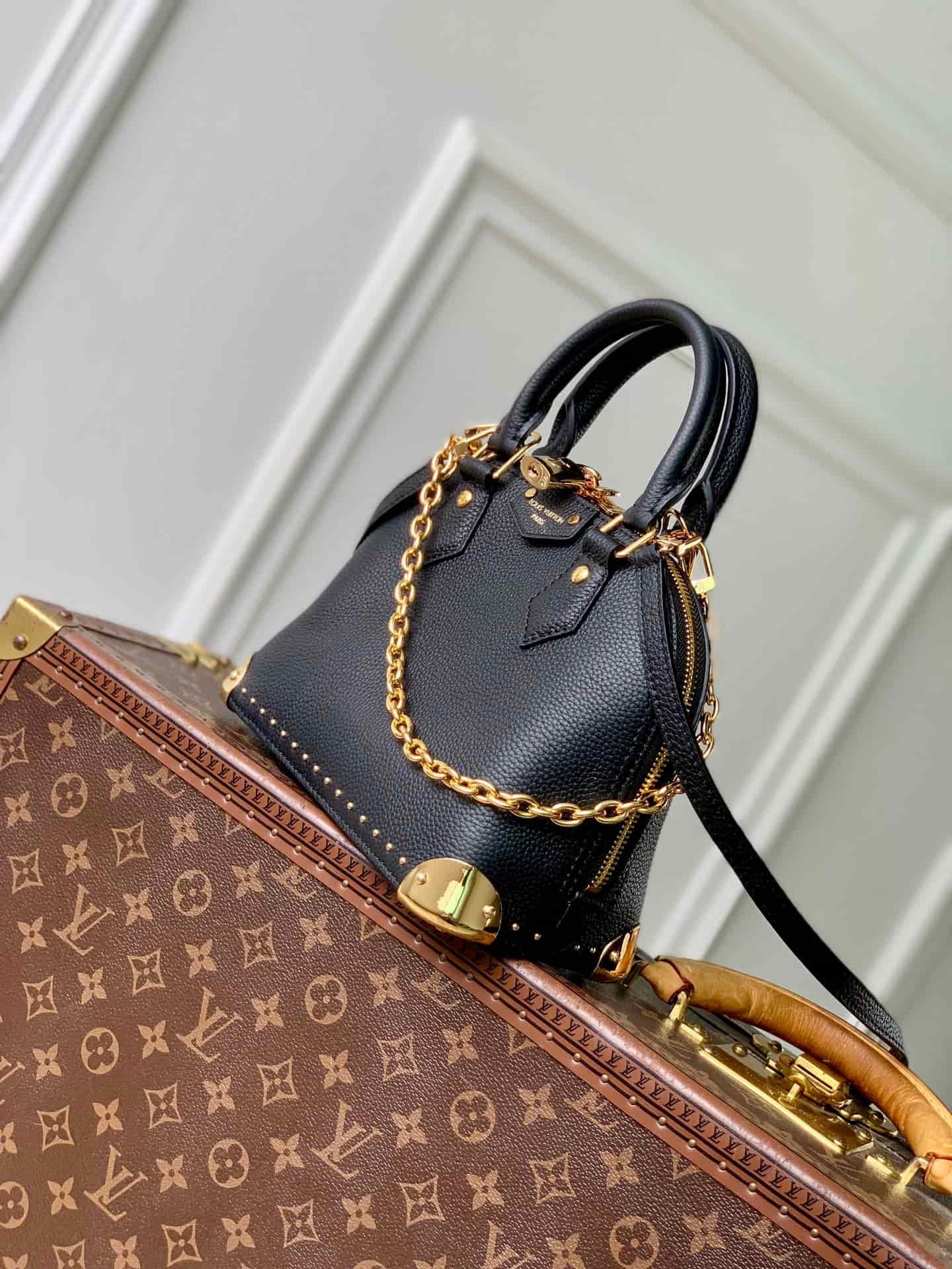Louis Vuitton Alma Trunk BB Black Calfskin leather M29445 High
