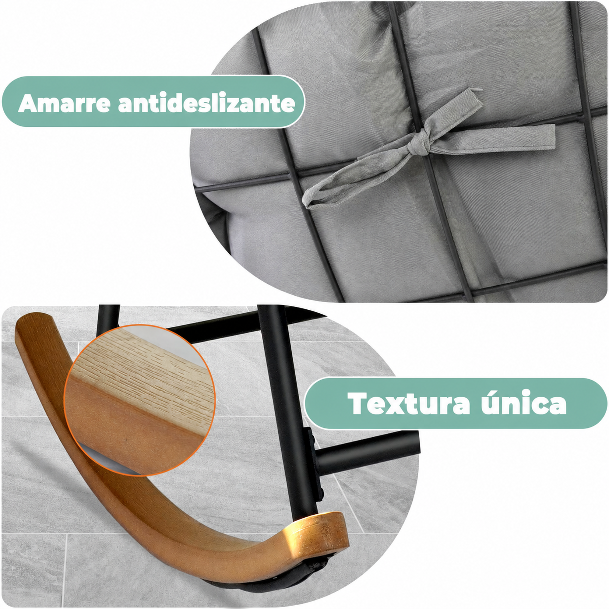 AuraNest mecedora Papasan doble con cojín de 6 pulgadas