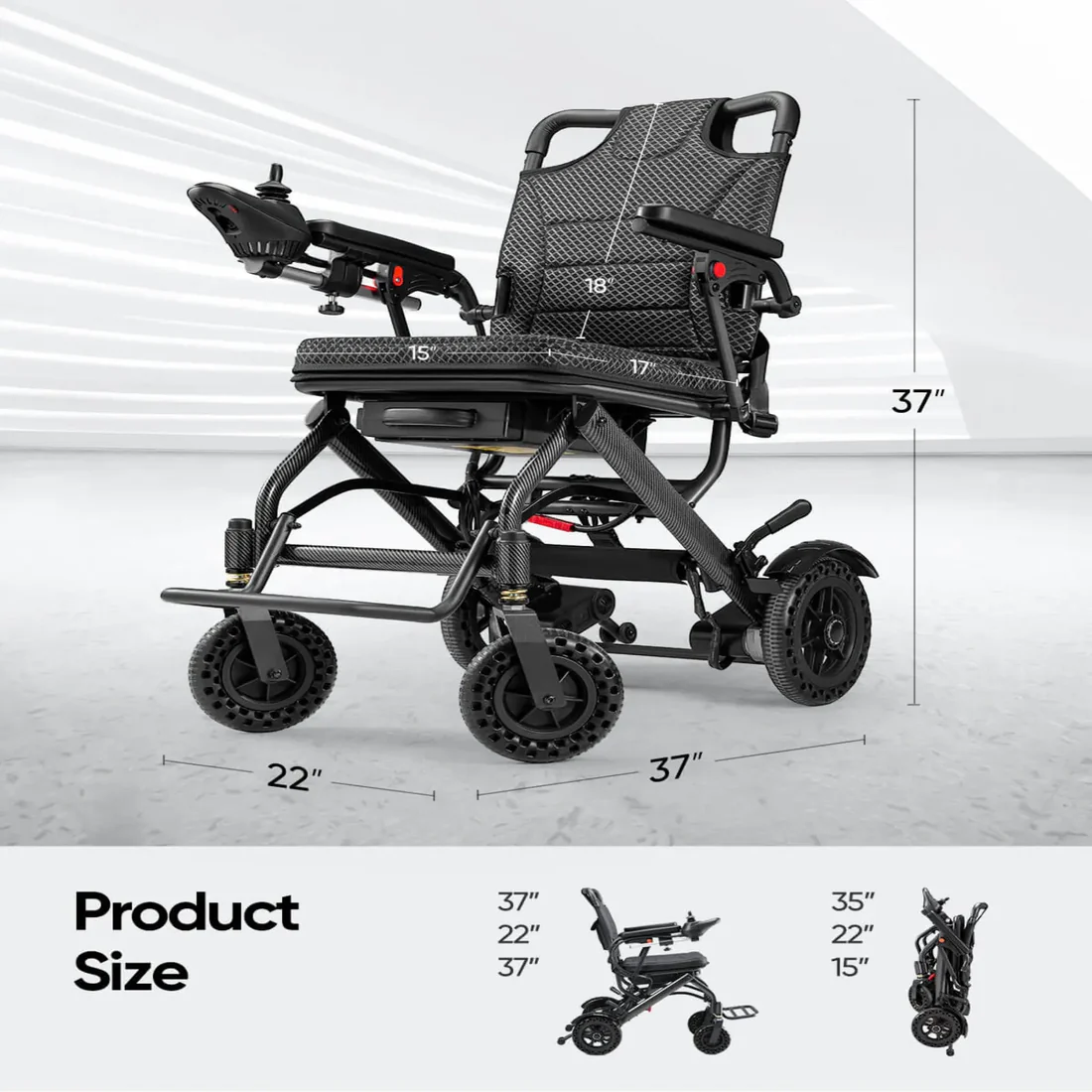 New Upgrade Verpal Airline Approval Lightweight Foldable Electric Wheelchair A03D (Travel-Ready)