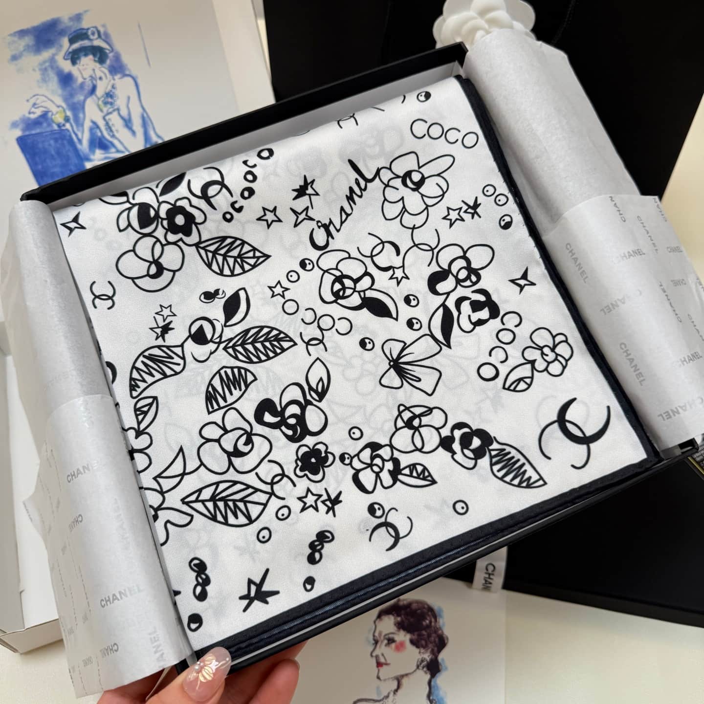 Chanel Graffiti Print scarf