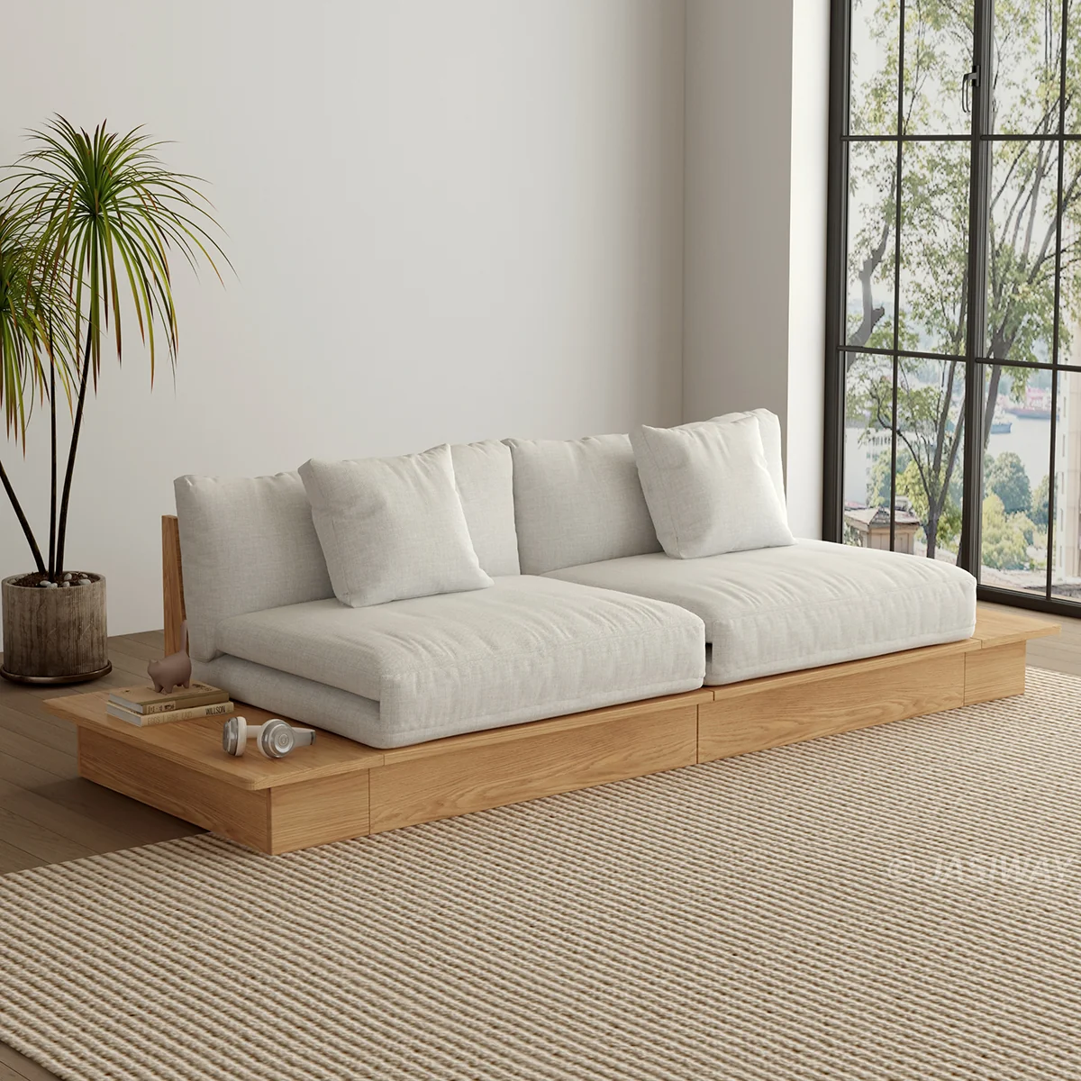 NÓVORA CASA extraíble extraíble Sofá cama con madera plataforma soporte| bajo perfil transformable sofá para Sala