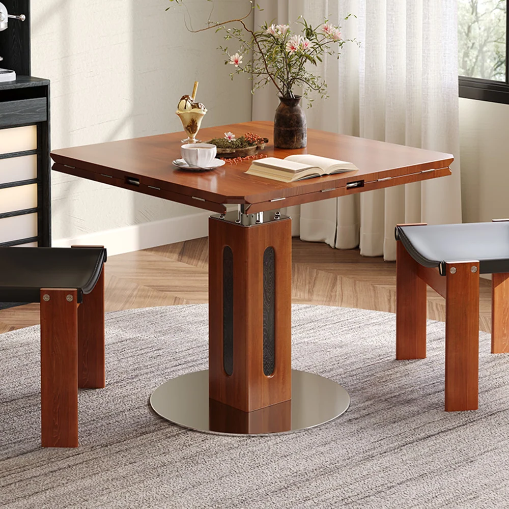 NÓVORA CASA Madera maciza Cuadrado a Redondo transformable Plegable Mesa de comedor
