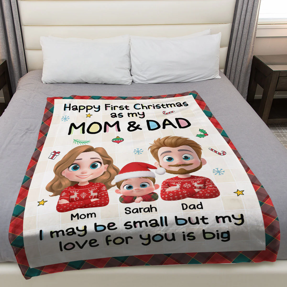 First Christmas With Mom And Dad - Personalized Custom Fleece Blanket