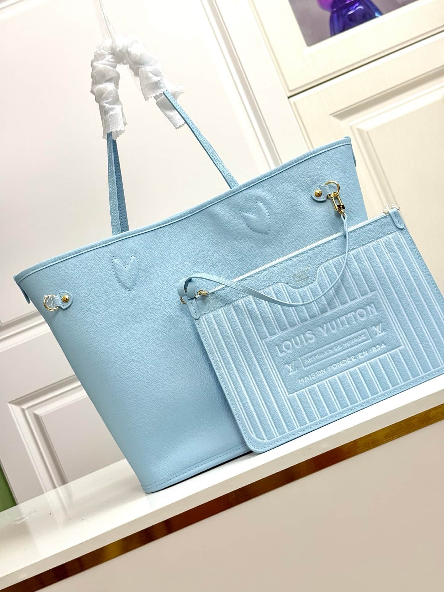 Louis Vuitton Neverfull Inside Out MM Damier Azur/Bleu Olympe Coated canvas N40946 High