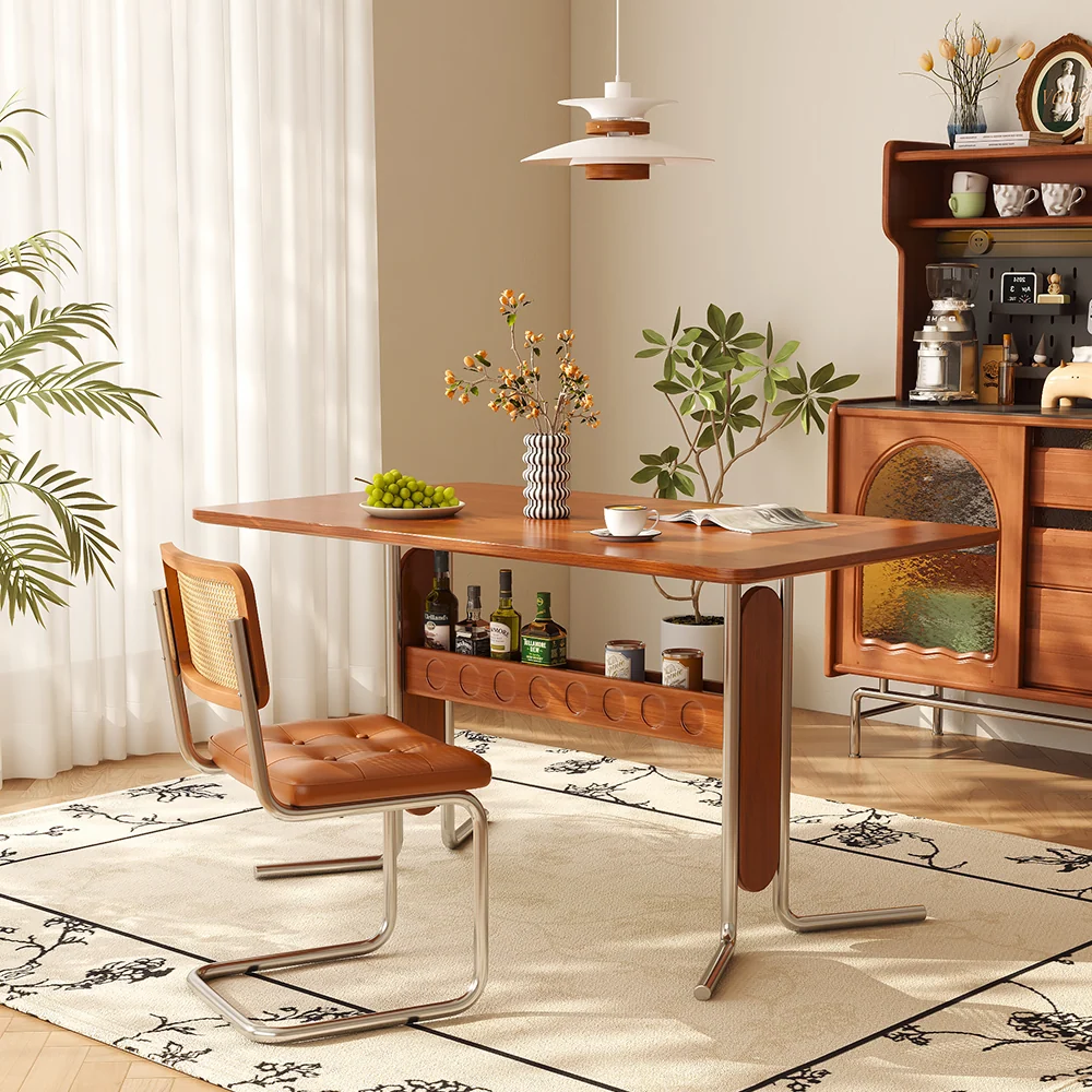 NÓVORA CASA Vintage comedor escritorio combinación Cuadrado pizarra superior mesa con Almacenamiento y inoxidable acero patas