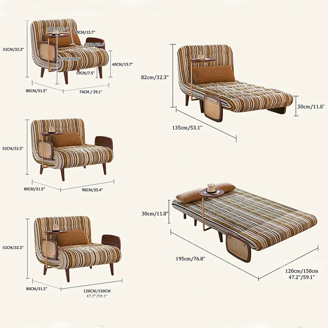 NÓVORA CASA mediados siglo Moderno cama Sillón decorativo con ratán brazos & Mesa auxiliar