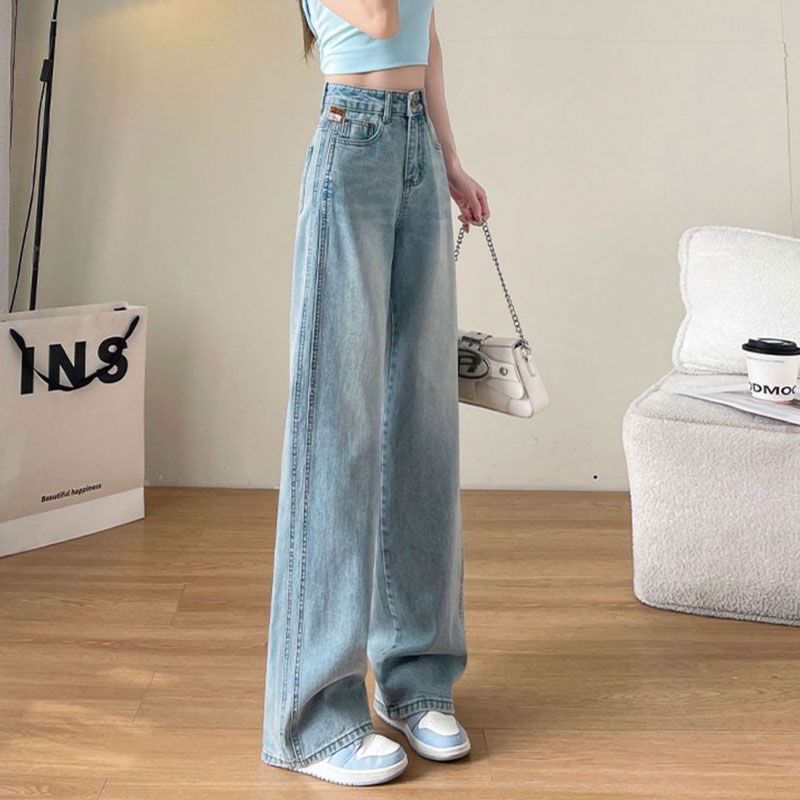 Summer thin high-waisted jeans for women, new style, loose fit, slim fit, petite, straight leg, wide leg pants