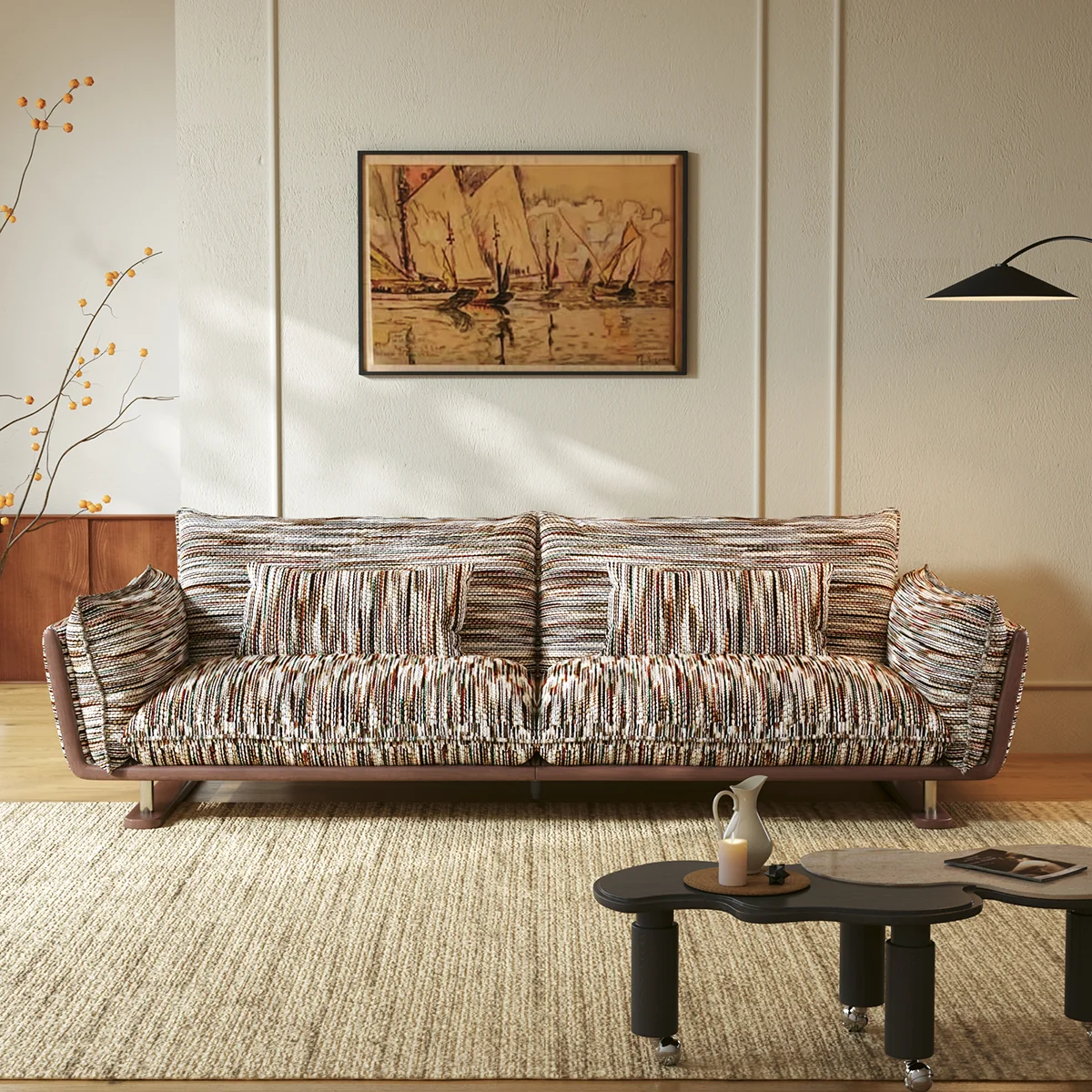 NÓVORA CASA multicolor a rayas cómodo Vintage sofá– grande Tapizado sofá para Sala