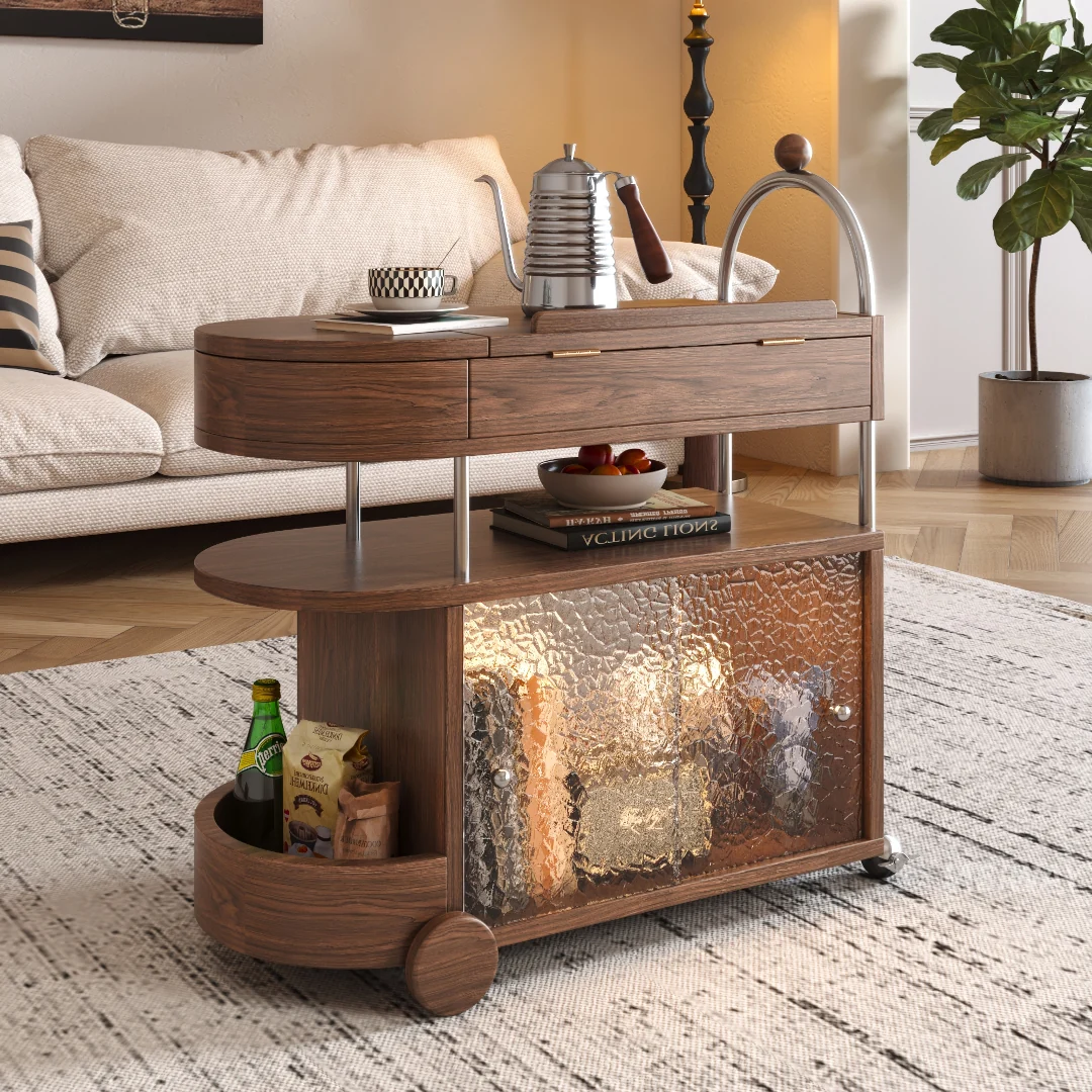 NÓVORA CASA con ruedas Mesa lateral con elevable superior & Gabinete de almacenamiento, móvil Mesa auxiliar sobre ruedas para sofá, cama & pequeño espacios
