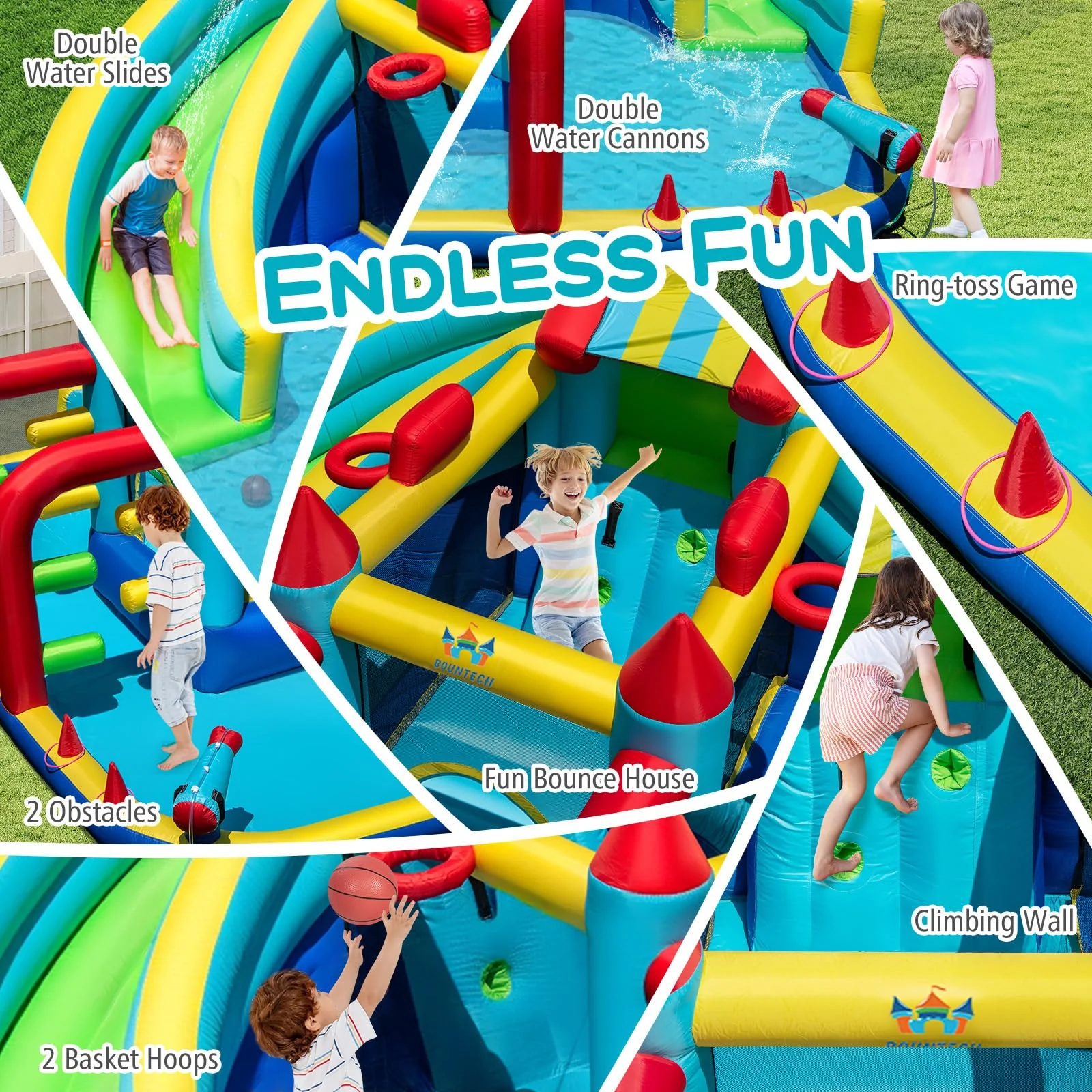 BOUNTECH Inflatable Water Slide with Bounce House Double Water Slide Park