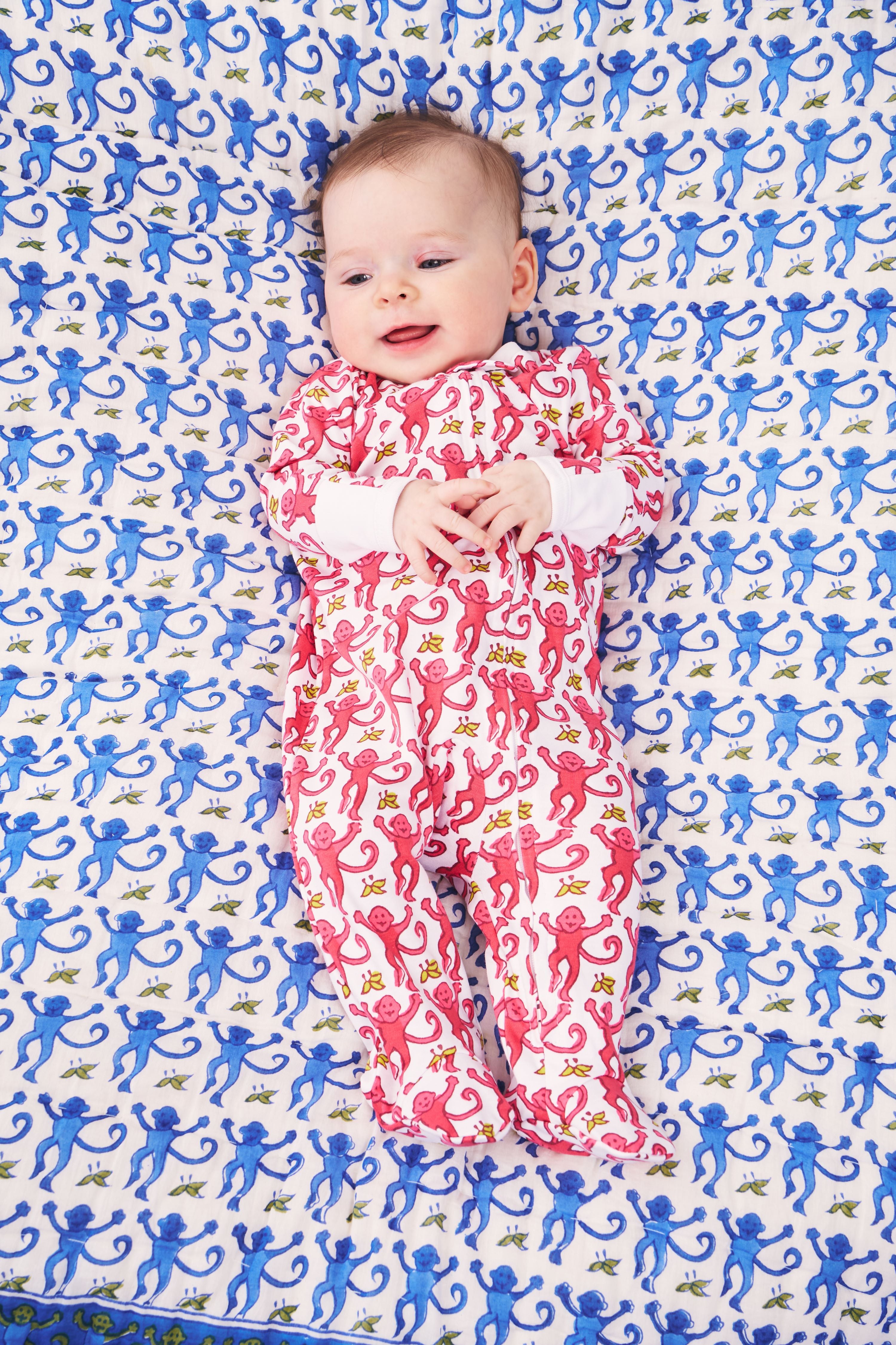 Infant Monkey Zipper Footie