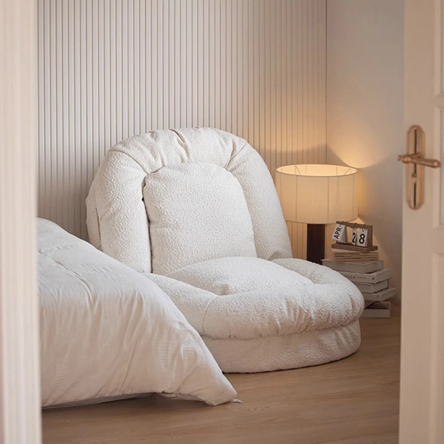 NÓVORA CASA transformable Sofá cama descanso sofá Beige peluche terciopelo