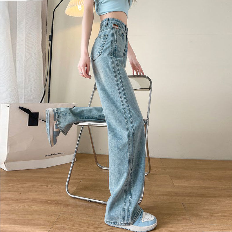 Summer thin high-waisted jeans for women, new style, loose fit, slim fit, petite, straight leg, wide leg pants