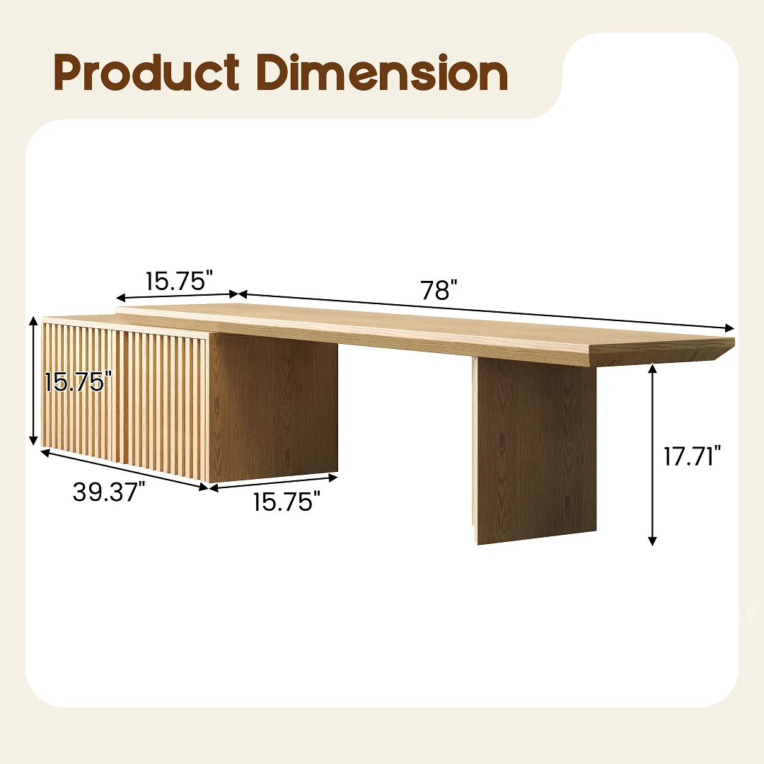 NÓVORA CASA Extensible mediados siglo Moderno Mueble para TV con acanalado puertas & Ajustable repisas| expandible madera multimedia consola para Sala