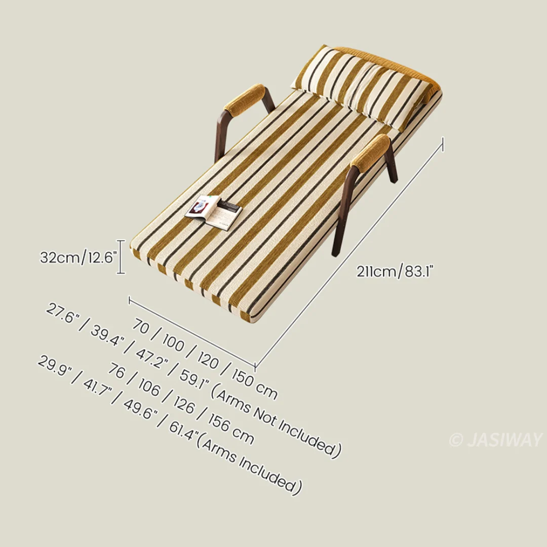 NÓVORA CASA mediados siglo a rayas transformable cama sillón cama con Madera maciza brazos| 3-en-1 plegable Sillón descanso para pequeño espacios & visitas uso