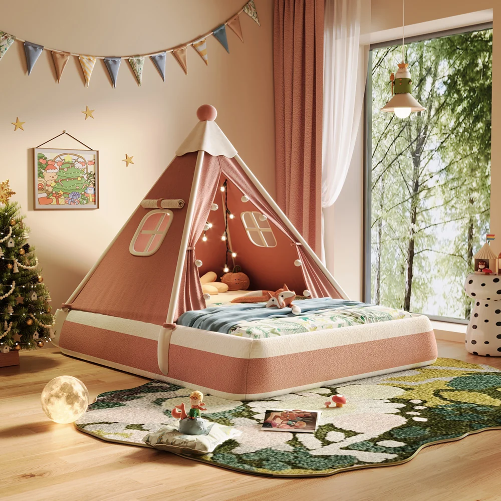 NÓVORA CASA Navidad Themed Tapizado infantil tienda cama– seguro & festivo juego y descanso espacio