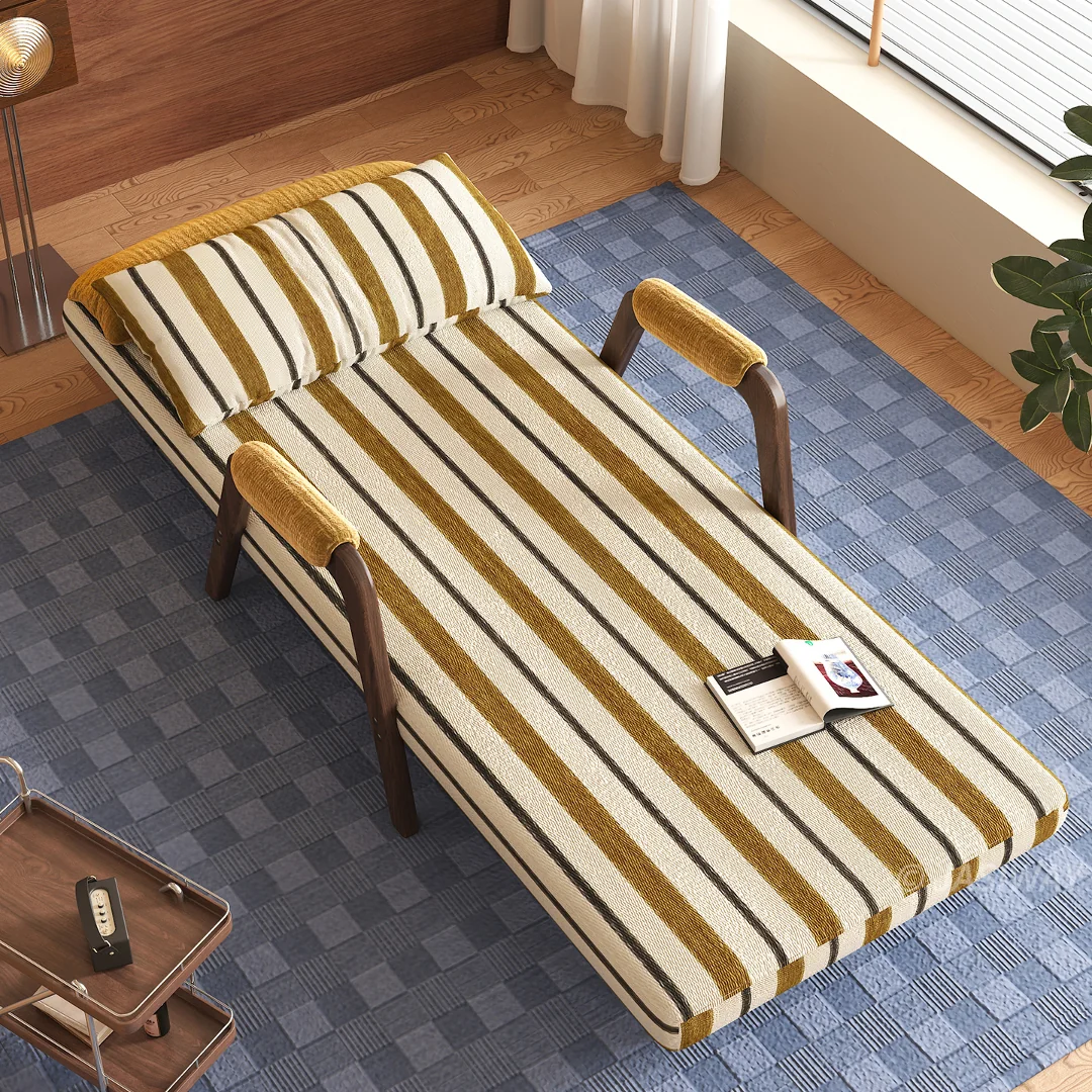 NÓVORA CASA mediados siglo a rayas transformable cama sillón cama con Madera maciza brazos| 3-en-1 plegable Sillón descanso para pequeño espacios & visitas uso