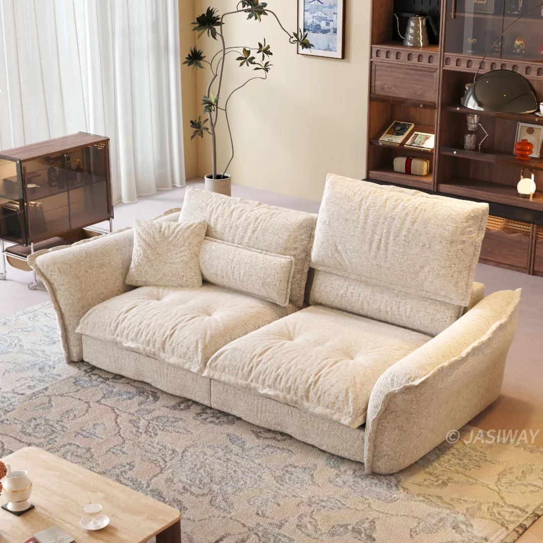 JASIWAY tela sofá con Ajustable reposacabezas| profundo asiento cómodo sofá para Sala, Minimalista Japandi estilo 3-plazas sofá