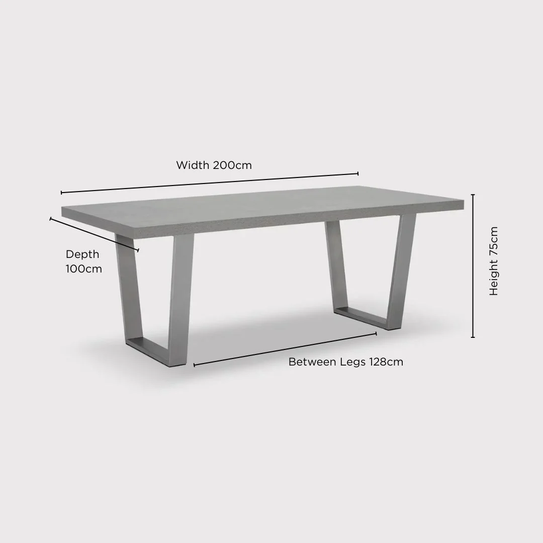 Grey Halmstad Concrete Effect 200cm Dining Table, Seats 4-6