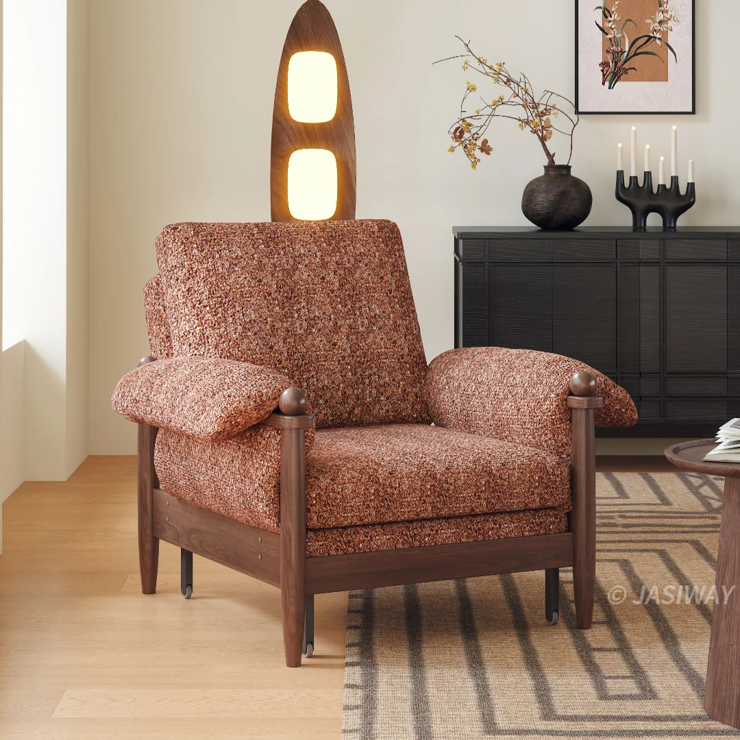NÓVORA CASA transformable cama sillón| 3-en-1 Chenilla MCM plegable Sillón decorativo & Reclinable descanso cama con madera brazos