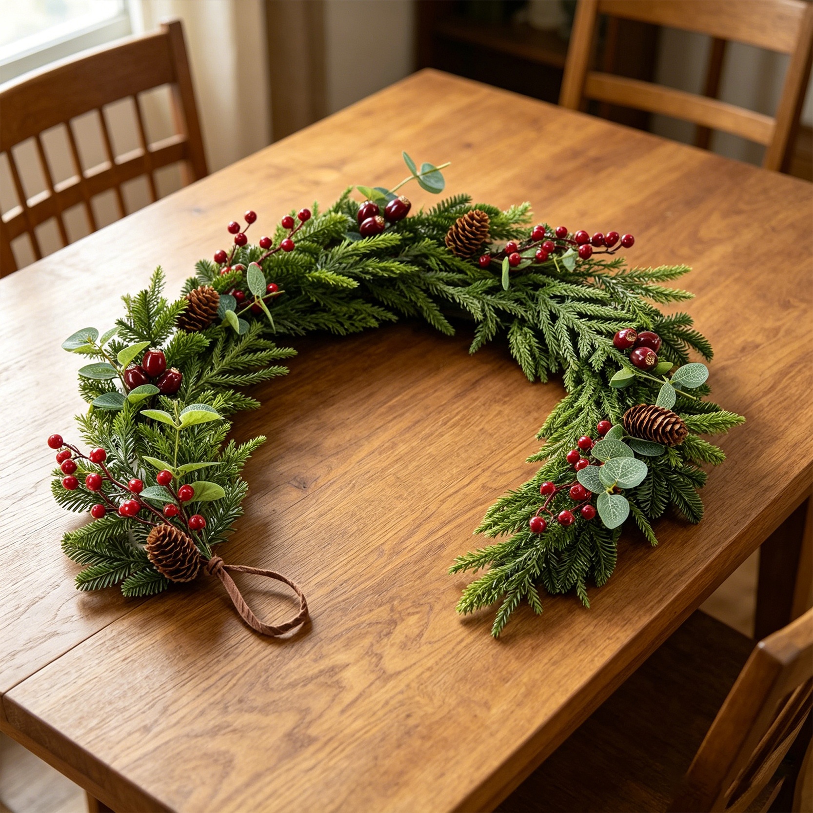 Christmas Garland Pinecone Berry Mantel Decoration