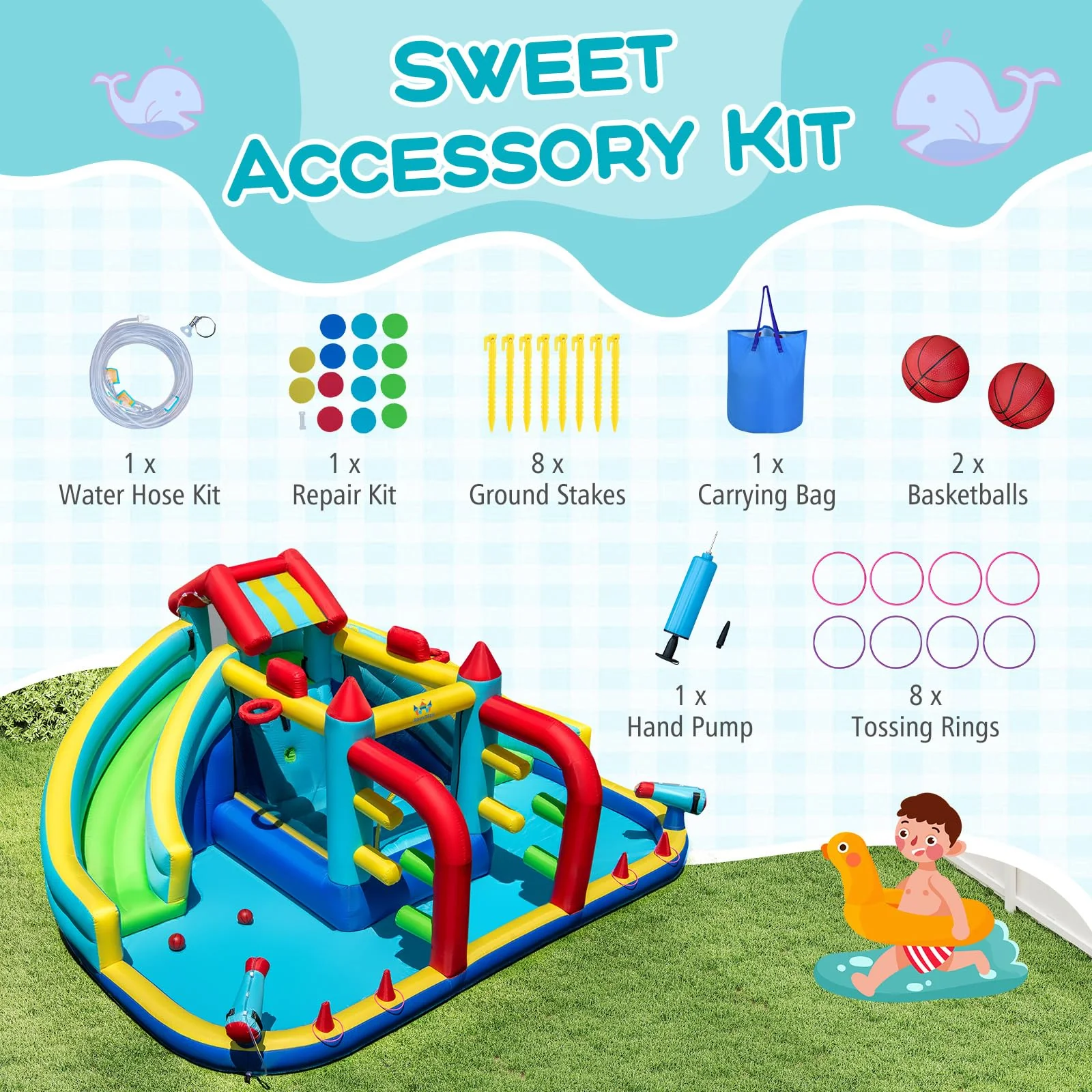 BOUNTECH Inflatable Water Slide with Bounce House Double Water Slide Park