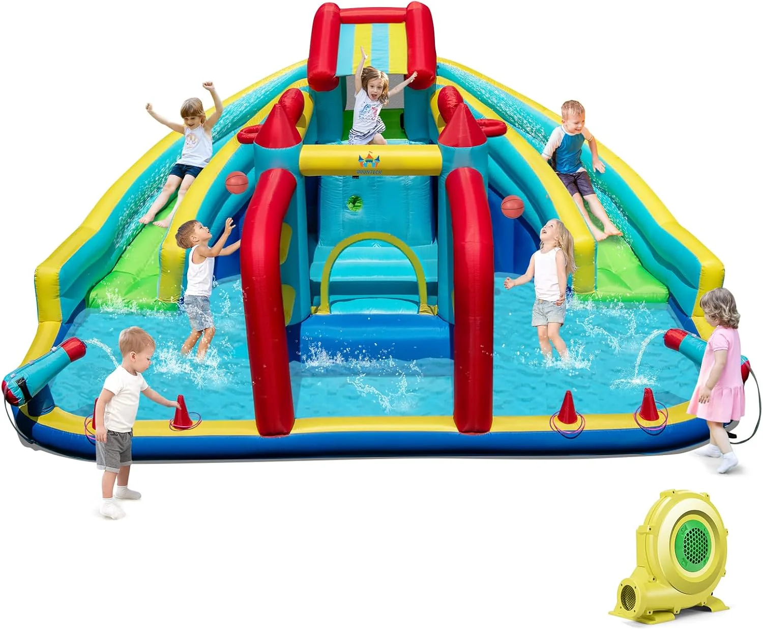 BOUNTECH Inflatable Water Slide with Bounce House Double Water Slide Park