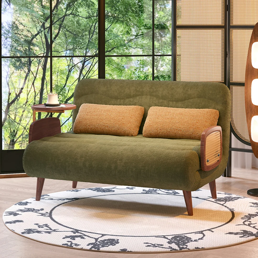 NÓVORA CASA mediados siglo Moderno cama Sillón decorativo con ratán brazos & Mesa auxiliar