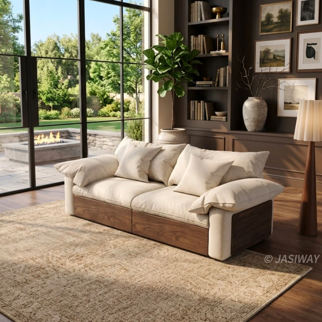 NÓVORA CASA extragrande profundo asiento seccional sofá con Ajustable diván & extraíble extraíble reposapiés| Japandi transformable descanso sofá para Sala