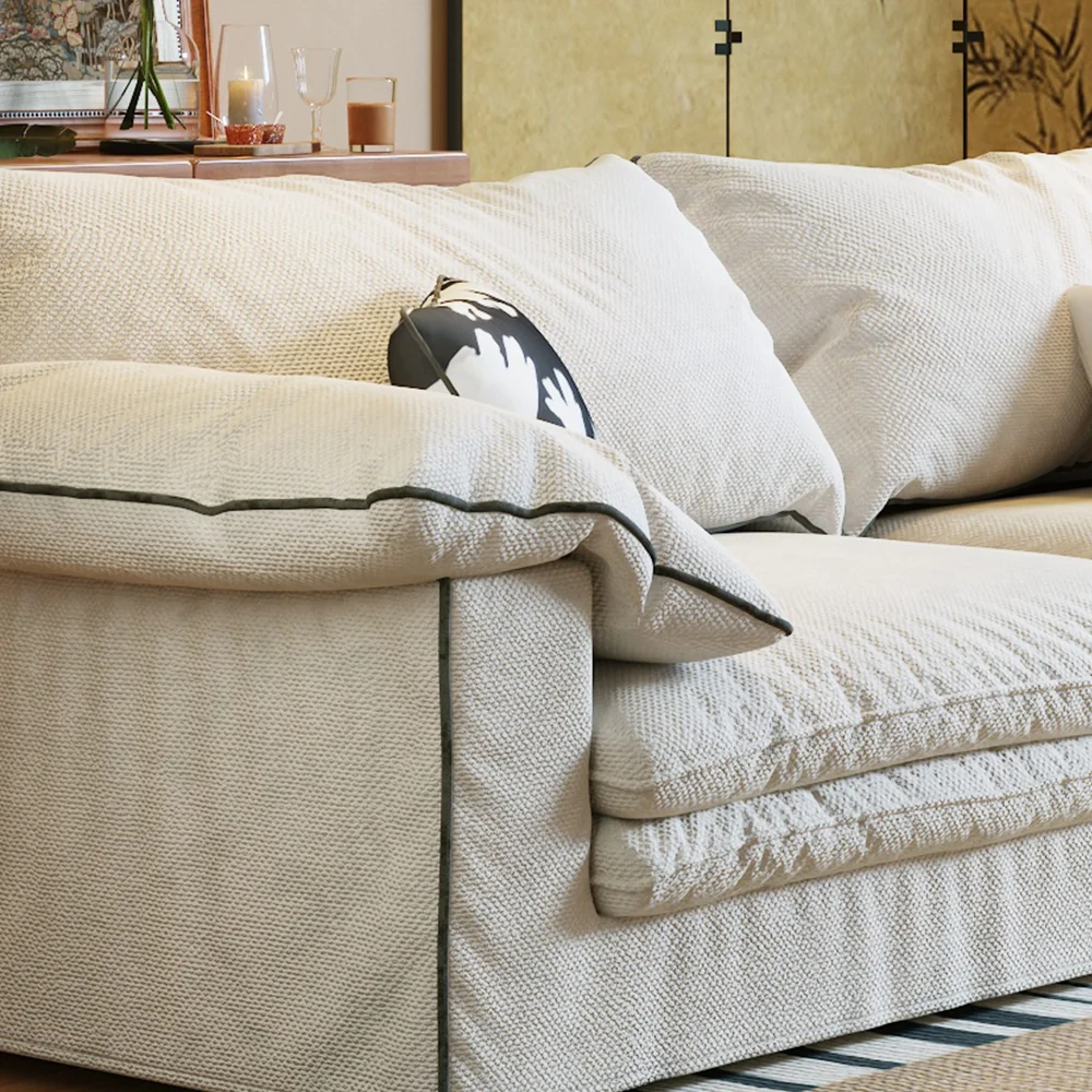 NÓVORA CASA Beige Lino de algodón Desmontable lavable tela sofá