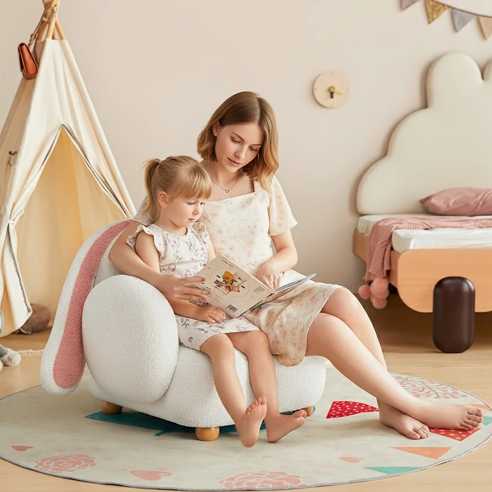 NÓVORA CASA caricatura conejito infantil sofá– acogedor peluche borrega sofá sillón