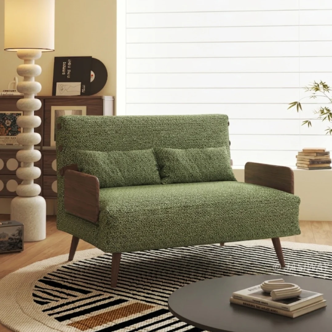 NÓVORA CASA transformable Sillón descanso cama con doble Tone Bouclé tweed tapizado & Ajustable respaldo