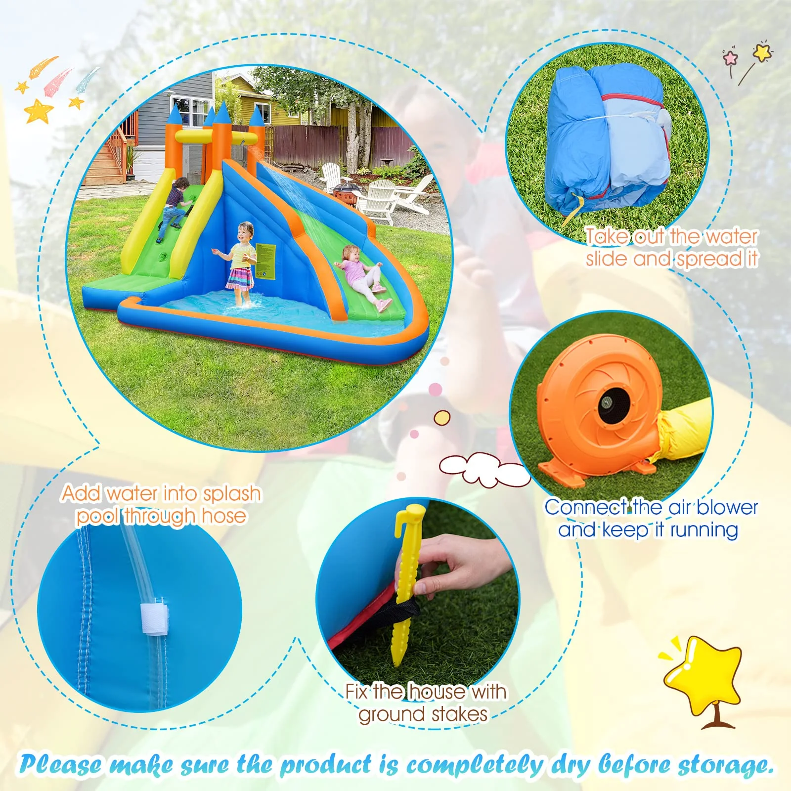 Costzon Inflatable Water Slide