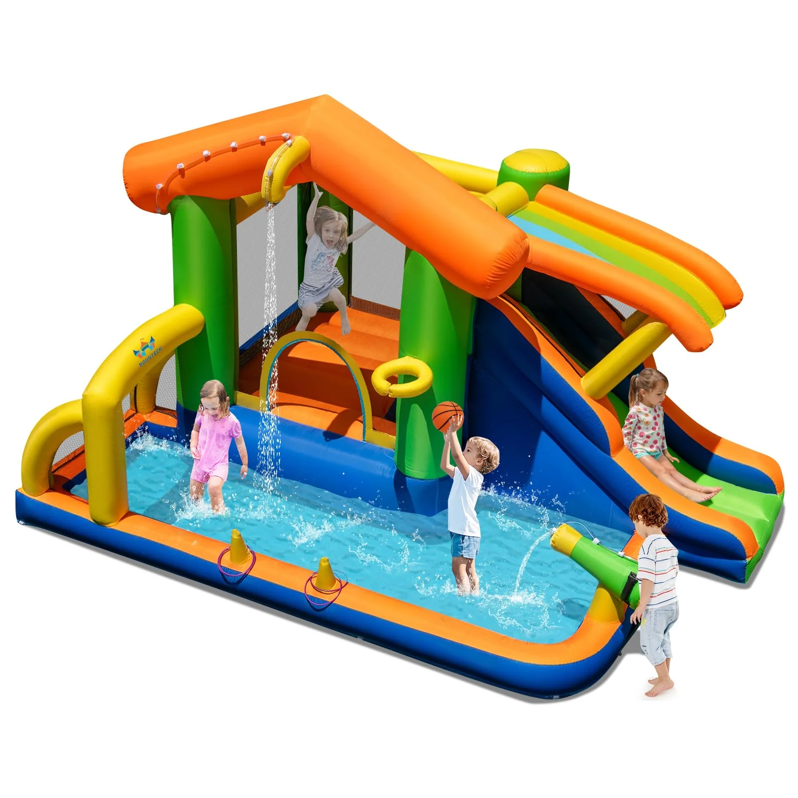 BOUNTECH Inflatable Water Slide 8-in-1 Playhouse Bouncy Castle Water Slide
