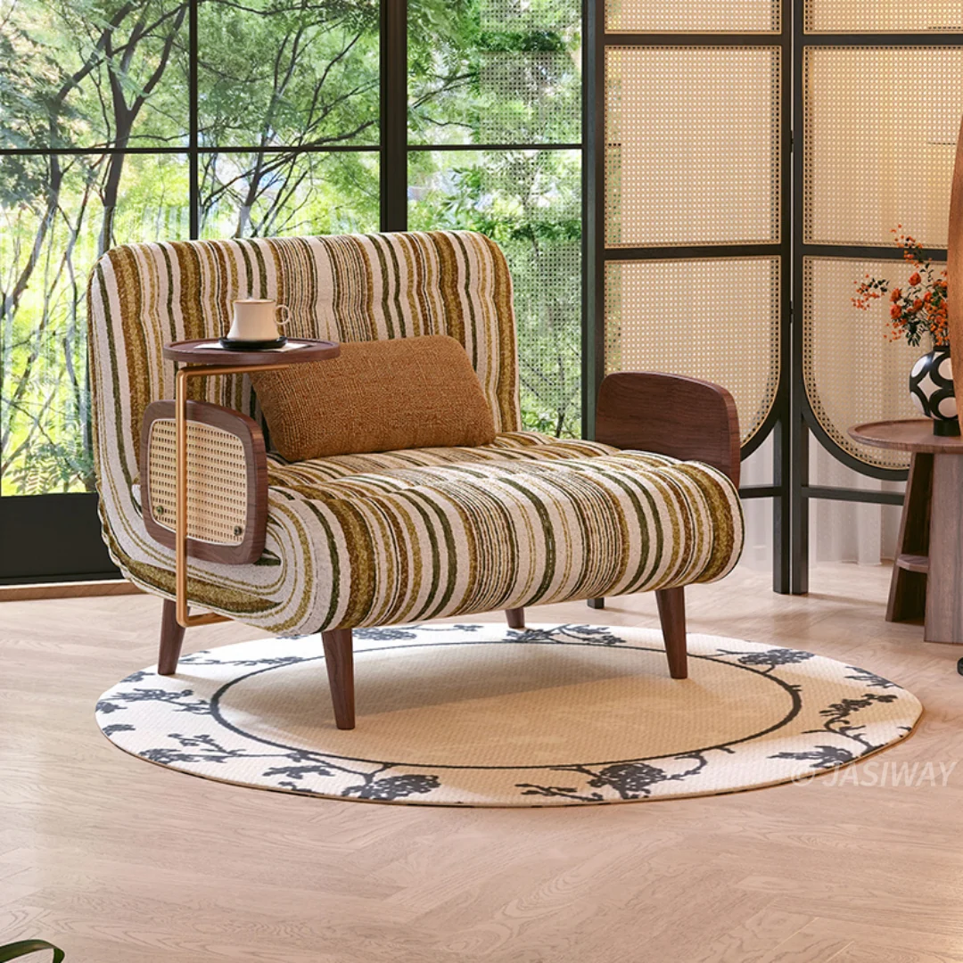 NÓVORA CASA mediados siglo Moderno cama Sillón decorativo con ratán brazos & Mesa auxiliar