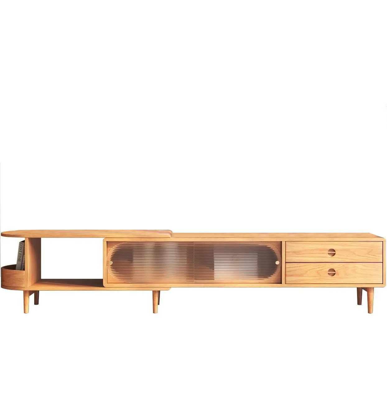 NÓVORA CASA Extensible Mueble para TV Almacenamiento corredizo vidrio puerta multimedia consola